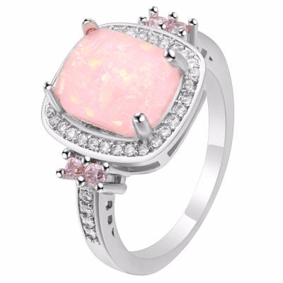 China New CLASSIC Hot Pink Opal Ring Women's Hainon Jewelry Wedding Ring Factory Wholesale Romantic for sale