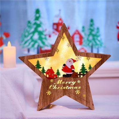 China New Design CIA LED Festival Christmas Santa Claus Elk Snowman Wooden Night Wooden Light Bedroom Decoration for sale