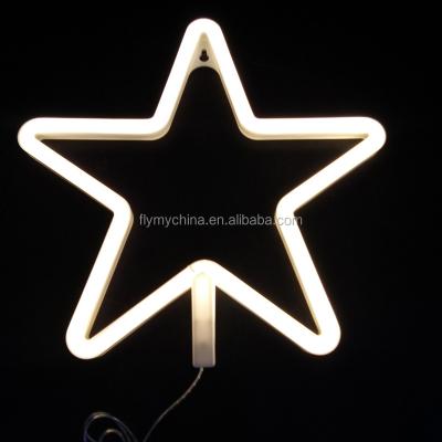 China Neon STAR Sign Wall Decor FM Neon Light Star Shaped Neon Lighted Sign (White) Battery Operated--NL01 for sale