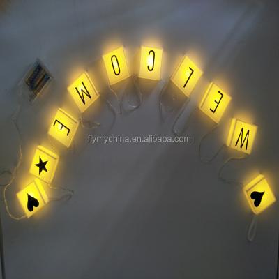 China Warm White Led Marquee Letter Square Christmas Lantern Box Light Decoration Hanging String Sign for sale