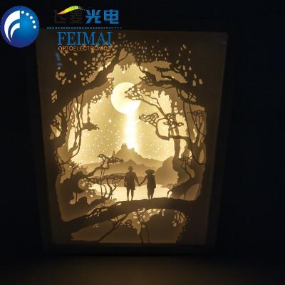 China Warm White Paper+Plastic Papercut Led Paper Cutting Lamp 3D Night Table Light for sale