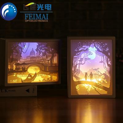 China Party Suppies Papercut Led Romantic 3D Lamp Night Table Light Paper Cutting Room Decor for sale