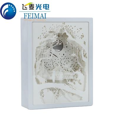 China HIPS 3D shadow box (plastic) led paper night light with 3AAA battery power for sale