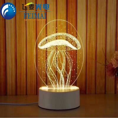 China USB Jellyfish 3D Night Light USB Touch 7 Color LED Night Light Bedroom Remote Control Bedside Lamp Decoration for sale