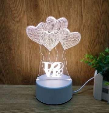 China Room Decoration New Arrival Cute Led Base For Acrylic 3d Illusion Lamp Heart Night Light For Valentine Gift Sending for sale