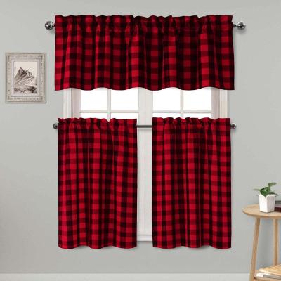 China Blackout Red and Black Plaid Curtain Shorts Cafe Kitchen Curtain Half for sale