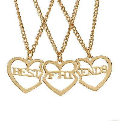 China 3Pcs/set Fashion Personality Best Friend Broken Round Pendant Necklace Puzzle Couples Magnetic Necklace for sale