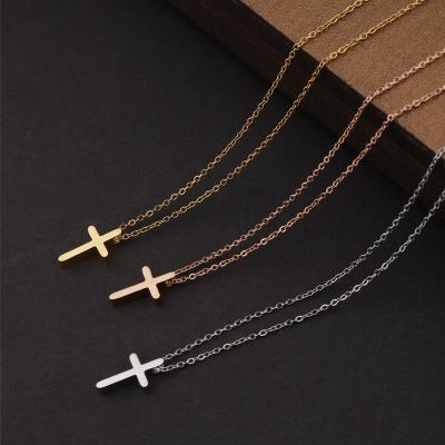 China Personality Wholesale Fashion Jewelry Custom Simple 18K Gold Plated Chain Necklace Non Tarnish Gold Cross Necklaces For Women for sale