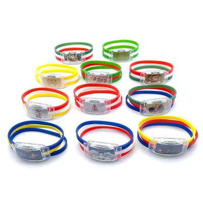 China Custom Logo Good Quality National Flag Halloween Silica Gel Jewelry Silicone Light Up Bracelet Toys Led Bracelet For Party Gift for sale