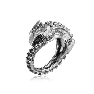 China Vintage Punk Overdone Antique Silver Skeleton Snake Eye Chunky Knuckle Rings Domineering Carved Adjustable Rings For Men for sale