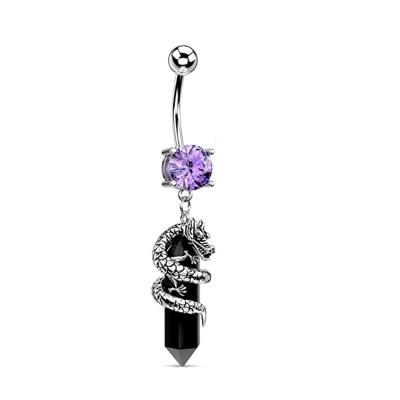 China 2023 Popular Gorgeous FASHIONABLE Jewelry Stainless Steel Belly Rings Sexy Dragon Winding Color Stone Crystal Belly Button Piercing Navel Ring for sale