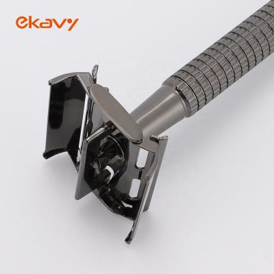 China Shaving Hair Private Label Metal Edge Double Adjustable Blade Shaving Open Butterfly Safety Razor for sale