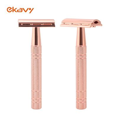 China Hot Selling Logo Razors Aluminum Handle Safety Female Private Razor Shaving Hair To Haircut for sale