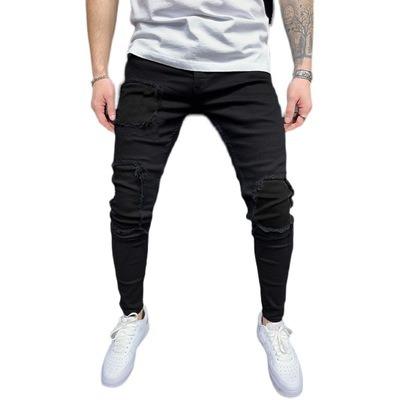 China Viable Wholesale Denim New Men's Fall 2021 Men's Patch Slim Jeans Destroyed Hip Hop Harlan Street Pants Men's Jeans for sale