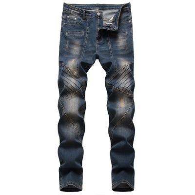 China 2021 European viable men's jeans and men's jeans of American commercial elastic nostalgia fashion worn men's jeans pants for sale