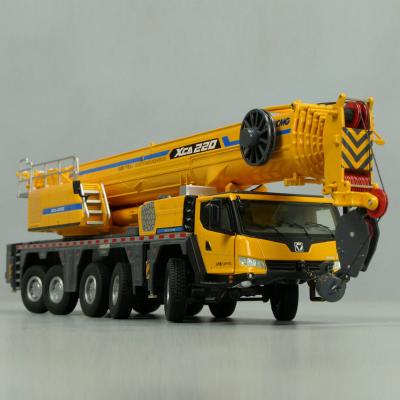 China Diecast Toy 2022 New 1:50 XCA220 All Terrain Crane Model 5 Axle 220 Ton Hoist Reproduction 2 Cabs Open Frame Swing Collectible Toys Gifts Yellow for sale