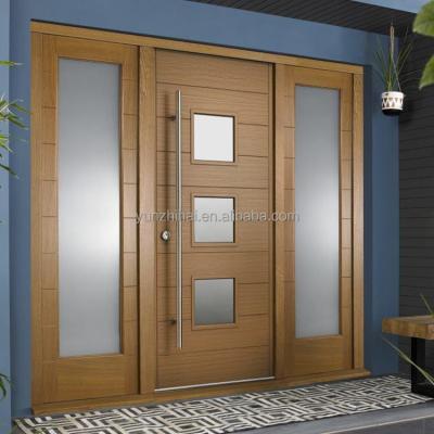 China Modern Sound Insulation Front Entrance Solid Walnut Wooden Door Width Marker Light Designs For House Exterior for sale