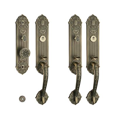 China wood door/house metal door use European style main door lock wooden handle with lock copper cylinder for sale