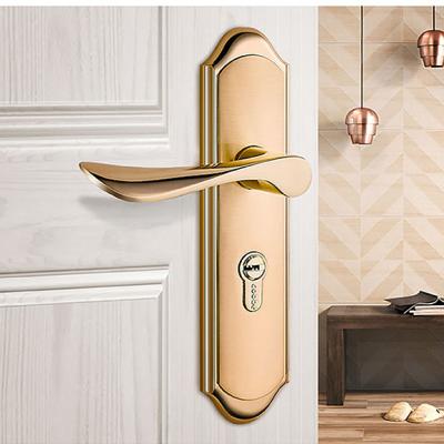 China High quality interior wooden door piece wooden door lock in gold color with silent lock body for sale