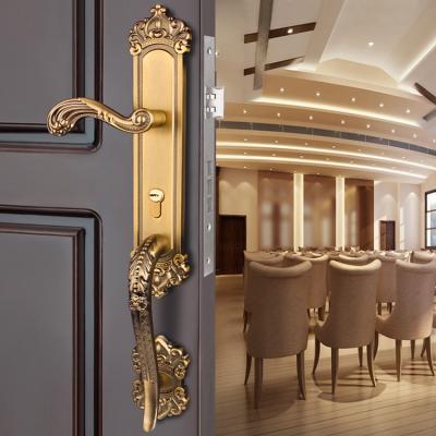 China Security door/long wooden door popular modern gold style door lock handle for main entrance door for sale