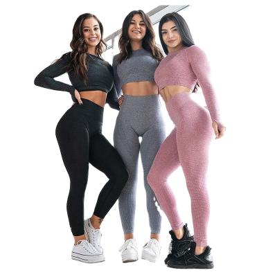 China XIANGHUI Breathable High Quality Gym Fitness Sets Leggings Seamless High Fitness Yoga Compression Women Yoga Pants Waist Tight Yoga Wear for sale