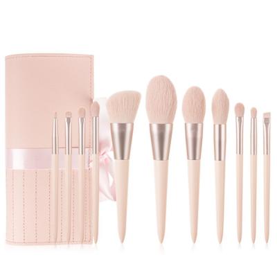 China Angular Blush Custom 11pcs Makeup Brushes Customized Cosmetic Makeup Brush Bag and Case Pink Makeup Brushes for sale