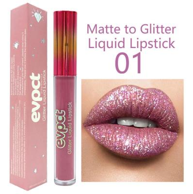 China Amazon Hot Selling Diamond Chameleon Waterproof Glitter Shining Stars Waterproof Non-stick Cup 15 Colors Liquid Lipstick Lip Gloss for sale