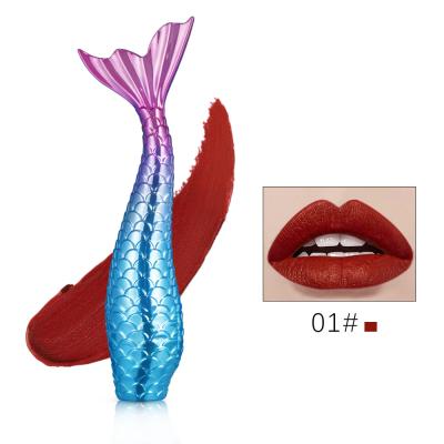 China Private Label 2021 Matte Vegan Elegant Mermaid Lip Gloss Waterproof Non Sticky Lasting Liquid Lipstick for sale