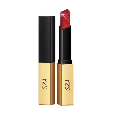 China New Gold Bar Waterproof Golden Matte Cosmetic Lipstick During Beak Moist Rhombic Makeup Moisturizing Colorless Lipstick for sale