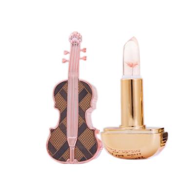 China Waterproof 2022 No Change Logo Jelly Lipstick Flower Lipstick Temperature Moisturizing Violin Lipstick for sale