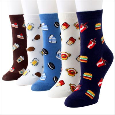 China Wholesale Anti-Fault Food Patter Cake Pizza Cookie Beer Crew Cotton Socks for sale