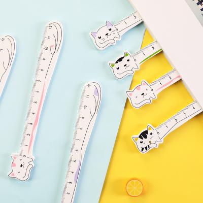 China Cute Cat 12cm Professional Custom Streight Ruler Stationery Kawaii Tool Straight Ruler Measuring Wooden Ruler for sale