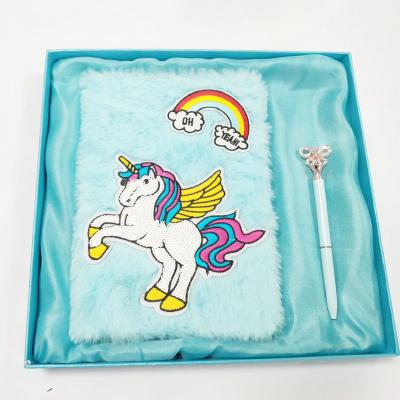 China Business Gift Plush Stationery Gift Set Cute Cheap Student To Learn School Girl Birthday Unicorn Gift Set for sale