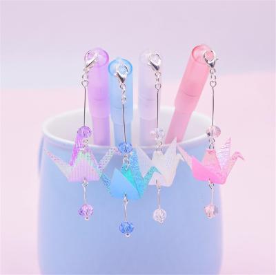 China Black Gel Pen Kawaii Crane Paper Creativity Pen Gel Pen Student Normal Cute Pendent Stationery for sale