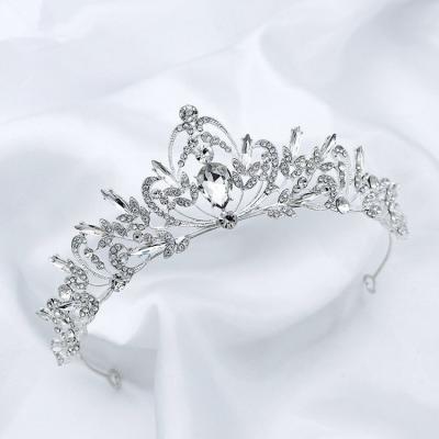 China Alloy+Rhinestone Wedding Dress Accessories Simple Rhinestone Headband Bridal Crown And Tiara Crystal Princess Headdress for sale