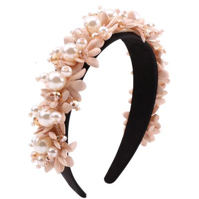 China High Quality Flower Rhinestone Women Headband DIY Large Fabric Bead Crystal Headdress Making Tools Headband Hair Accessories for sale