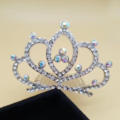 China Alloy+Rhinestone Costume Accessories For Party Girls Children Princess Crown Mini Tiara Hair Clips Comb Princess for sale