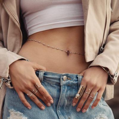 China TRENDY Minimalist Beach Bikini Body Chain Belly Chain Shell Charms Adjustable Jewelry For Women Shape Sexy Waist Chain for sale