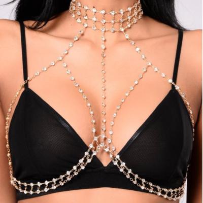 China FASHIONABLE Waist Belly Bikini Dancer Necklace Crossover Harness Statement Boho Body Chains For Women for sale