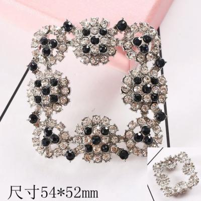 China Shoe Buckle China Factory Crystal Flower Decoration Accessories Alloy Women Square Shoe Buckle for sale