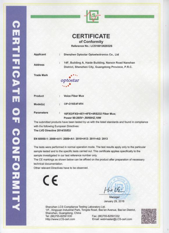 CE - Shenzhen Optostar Optoelectronics Co., Ltd