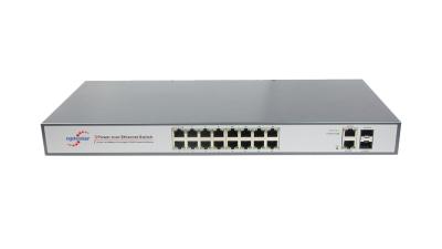 China PoE Switch With 16x PoE Ports 2x Gigabit Combo Ports , Single Mode Optical Transmission for sale