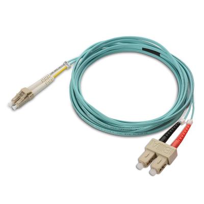 China LC to SC Duplex Core Duplex OM3 Optical Fiber Cable Multi Mode Green Color LSZH for sale