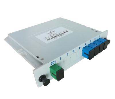 China Insert Type Plastic Box Fiber Optic PLC Splitter 1/4 Cassette SC/APC Splitter Customized for sale