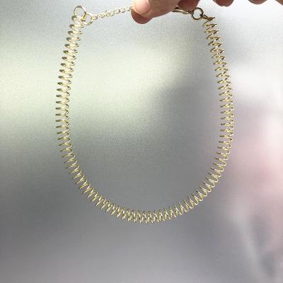 China New Fashion Gold Hiphop Round Neck Elastic Metal Choker Necklace for sale