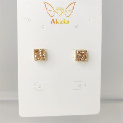 China Best Selling Zircon Stud Earring Classic Yellow Brass Classic Earring Fashionable Jewelry Earring Wholesale Elegant Earring for sale