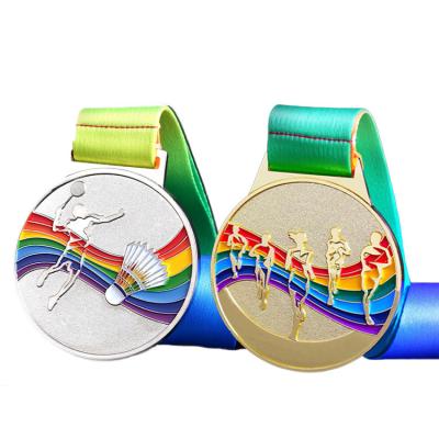 China Simple Wholesales Custom Design Metal Award Medal With Ribbon Running Sport Metal Stock Medals for sale