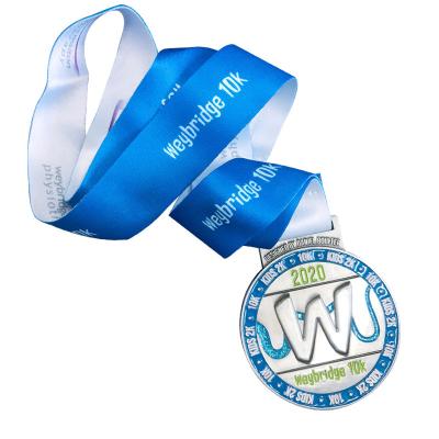 China Wholesales Simple Factory Custom Metal Medal With Ribbon Race Running Sport Metal Medal for sale