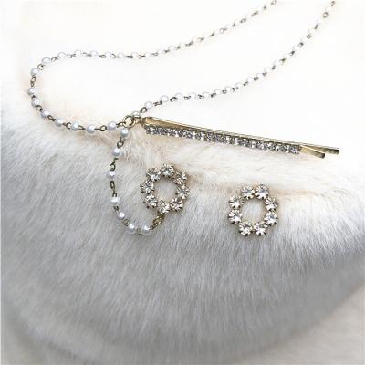 China FASHIONABLE Long Chain Crystal Earrings Gold Plated Pearl Bobby Earrings and Pins for sale