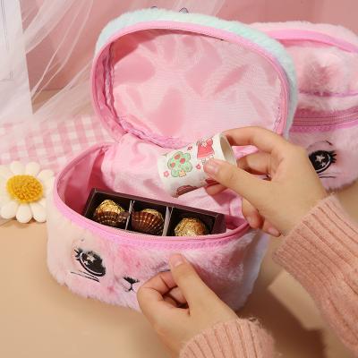 China Fashion Cute Cartoon Children's Cosmetic Bag Large Capacity Plush Cosmetic Bag Woman Portable Storage Bag for sale